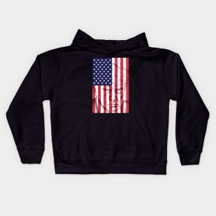 Donald Trump Mug Shot Behind US Flag Prison - Artistic Funny Kids Hoodie